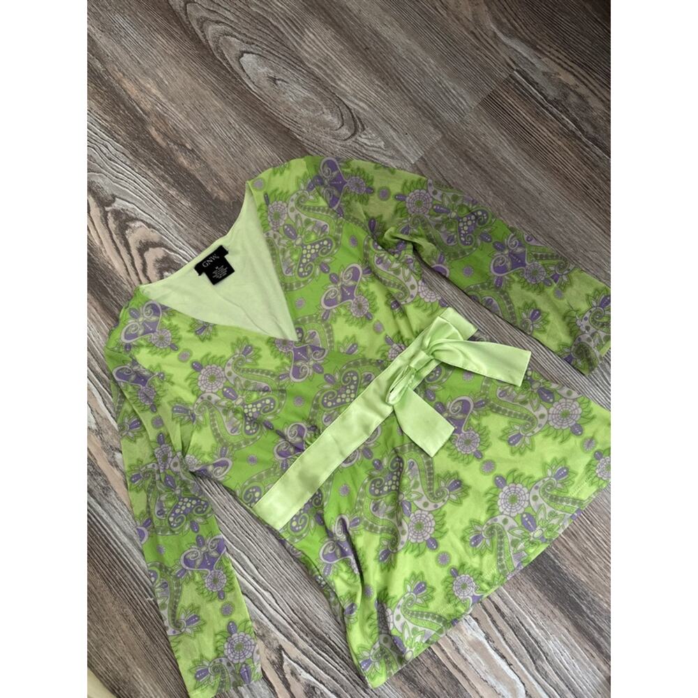 GNW Tie Front Patterned Blouse M - Picture 9 of 9